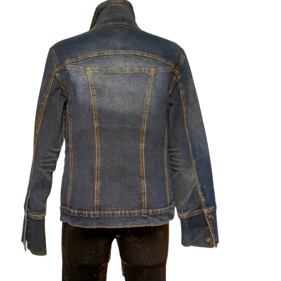 D G Dianna Fancy Blue Dennin Embellished Jacket Size M - Picture 4 of 13